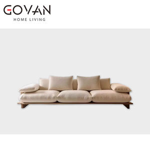 Wabi Sabi Luxuriöses Massivholz-Stoffsofa mit Schwammfüllung für Wohnzimmer in Apartments und Villen - Product Image 1