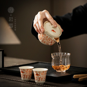 Service à thé Kung Fu en céramique, théière, tasses à thé, plateau à thé, ensemble complet pour le bureau et les invités, style chinois traditionnel, résistant à la chaleur - Product Image 2