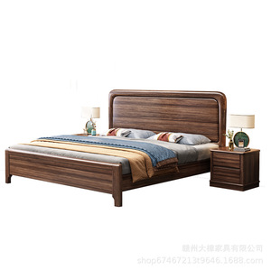 เตียงไม้จริง Dazhang Jiaju รุ่น Walnut พร้อมกล่องเก็บของในตัว ขนาด 1.8 เมตร เฟอร์นิเจอร์ห้องนอน เตียงใหญ่ - Product Image 5