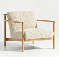 Fauteuil d'appoint moderne en bois massif avec coussin en lin doux pour salon, hôtel et villa
