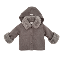Manteau d'hiver à capuche en polaire pour bébé, doublure Sherpa 100% polyester, veste chaude épaisse unisexe pour enfants avec boutons