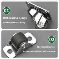 Roulette directionnelle mini de 0,5 pouce pour lit Tatami, en caoutchouc silencieux, nylon universel, pour meuble coulissant
