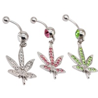 Gaby CZ Tropfenförmiger Ahornblatt-Körperschmuck aus 316L Chirurgenstahl, Bauchnabelpiercing für Hochzeit und Verlobung, Edelstahl