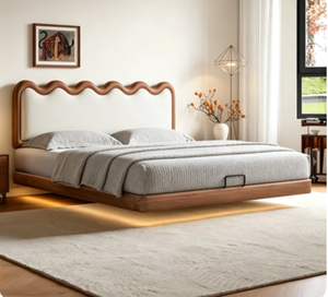 <span class=keywords><strong>Letto</strong></span> Sospeso Ondulato Regolabile in Legno Massello Ultra-Sottile di Alta Gamma Personalizzato, Colore Crema, 1.5m/1.8m <span class=keywords><strong>per</strong></span> Camera da <span class=keywords><strong>Letto</strong></span> Principale - Product Image 5