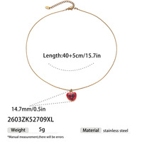 Collier pendentif cœur en émail plaqué or 18 carats en acier inoxydable pour femme, breloque d'amour multicolore, réglable, bijou de mode délicat