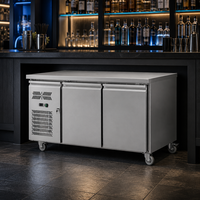 Réfrigérateur commercial en acier inoxydable sous comptoir, 2 portes, table de travail réfrigérée