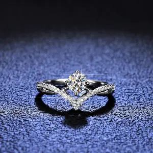 Perhiasan Berlian Cincin Pernikahan Kustom GRA VVS 1 Karat 925 Perak Keabadian Pertunangan Cincin Moissanite