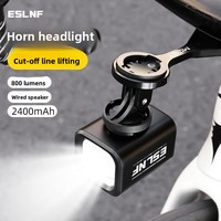 Luz Delantera para Bicicleta de Aleación de Aluminio, Recargable, con Bocina, Iluminación Nocturna, 2400mAh, para Ciclismo de Montaña y Carretera