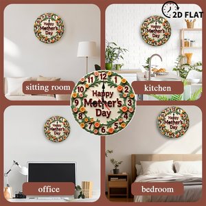 Round Wooden Wall <b>Clock</b> 25x25Cm Silent Quartz Movement Home <b>Bedroom</b> Office Decor - Product Image 3