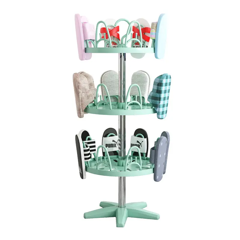 1/2/3 layers 360 Rotating Shoe Drying Rack Balcony Shoe Rack for Drying Slippers