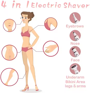 Rasoir électrique pour femmes sans fil rechargeable 4 en 1, rasoir portable pour l'épilation du visage, des bras et du bikini - Product Image 4