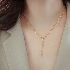 Collar de Cadena Espartana de Oro Real de 18K Xinfly, Joyería Vintage Estilo INS, Eslabones sin Colgante para Bodas y Compromisos - Product Image 2