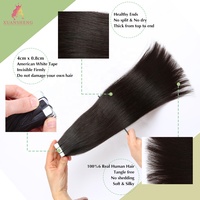 Extensions de tresses Freetress Remy XS 1B, cheveux vierges brésiliens non traités, lisses, double trame machine, extensions à bandes adhésives 24 pouces
