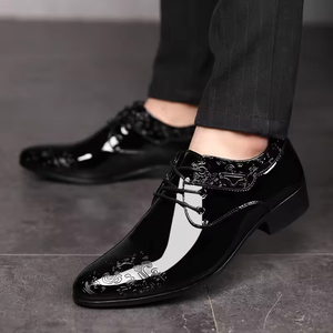 Zapatos de Cuero Formales de Estilo Italiano de Lujo para Hombre, Oxford Sin Cordones, Hechos a Mano, Bordados, Camuflaje, Otoño, Ligeros - Product Image 5