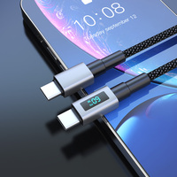 Kabel APPACS U87D USB-C ke USB-C dengan Layar LED 100W, Pelindung Kepang, Jaket PVC, Konduktor Tembaga Murni 3A untuk Ponsel