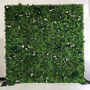 Décoration murale florale artificielle pour centre de table de mariage, toile de fond en herbe verte avec fleurs et verdure - Product Image 4