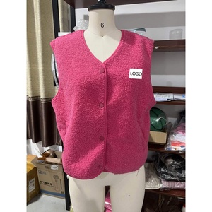 <span class=keywords><strong>Gilet</strong></span> en laine sans manches pour <span class=keywords><strong>femme</strong></span> avec logo personnalisé, <span class=keywords><strong>veste</strong></span> sans manches ample à simple boutonnage, mode printemps-automne - Product Image 6