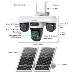 كاميرا أمان SECTEC لاسلكية تعمل بالطاقة الشمسية مع بطارية 4G، تسجيل مستمر على مدار الساعة بدقة 9 ميجابكسل، كشف الحركة، 3 عدسات، مقاومة للماء IP66 - Product Image 6