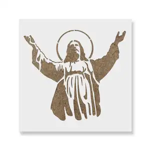 Herbruikbare Mylar Plastic Diy Craft Stencils Van Jezus Christus Religie Stencils Voor Muurschildering