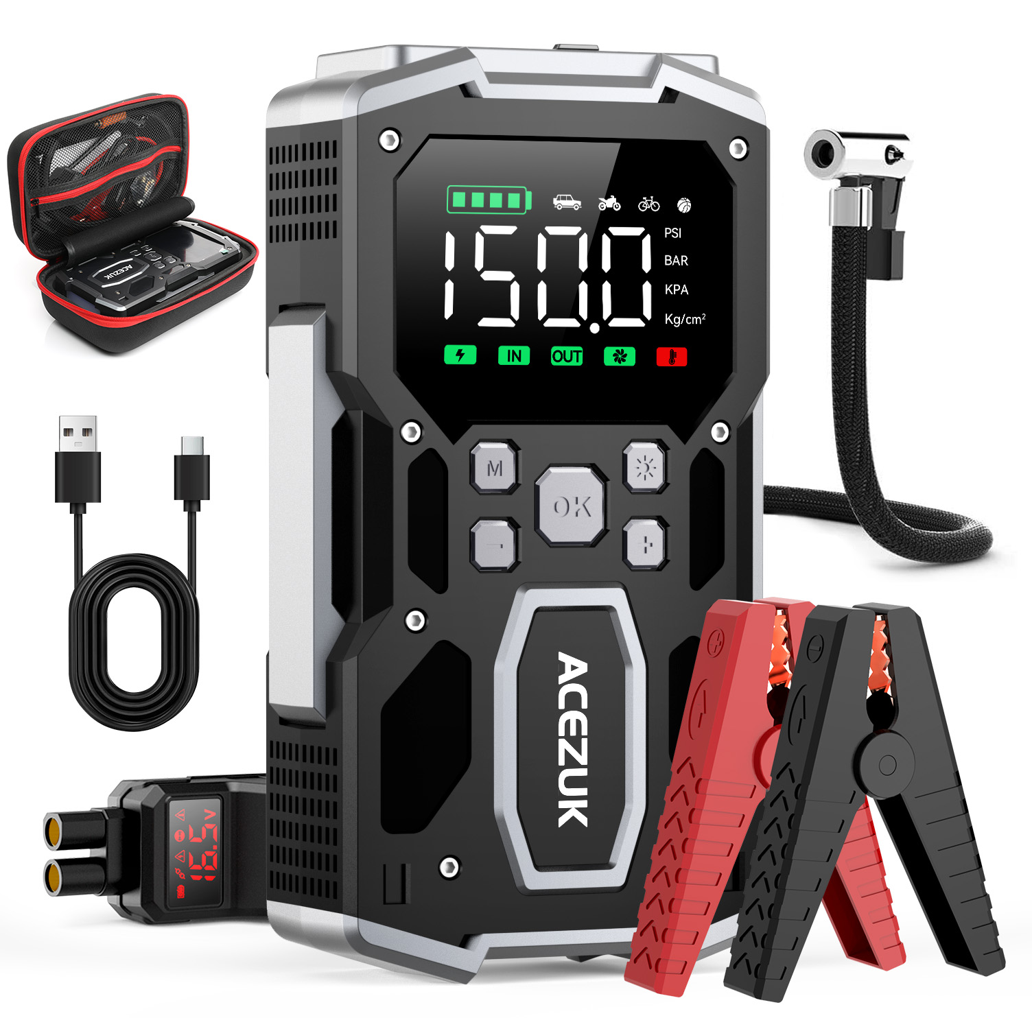 ACEZUK 26800mah Jump Starter with Air Pump - Reliable Power