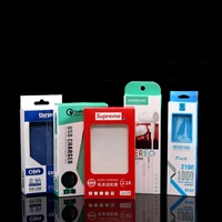 Boîte d'emballage en papier recyclable pour téléphone portable et appareil photo avec logo personnalisé imprimé, pour câble de données USB et chargeur, avec fenêtre suspendue