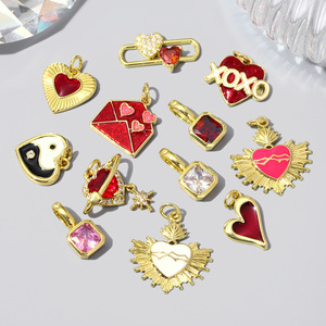 F195 Dijes de Pareja de San Valentín, Colgantes de Corazón Yin Yang en Forma de Sobre de Latón Bañado en Oro para Suministros de Manualidades - Product Image 2
