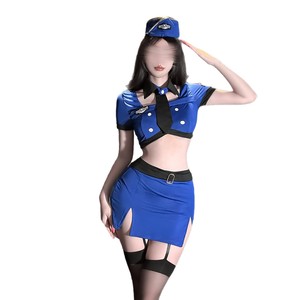 Ensemble de lingerie sexy pour hôtesse de l'air - Tentation uniforme sexy, accès facile, vêtements de nuit coquins - Product Image 1