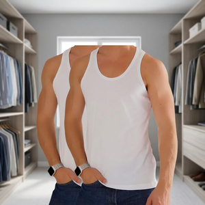 <b>Mens</b> 100% Cotton Gym Vest Breathable Knitted Sports <b>Singlet</b> Casual Sleeveless Tank Top Plus Size Solid Color Workout Activewear - Product Image 3