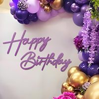 Stiker Dinding Latar Belakang Pesta Ulang Tahun Lintas Negara dengan Huruf Inggris dan Desain Selamat Ulang Tahun