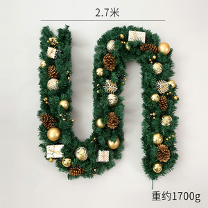 LINGKAI Artificial <b>Christmas</b> Garland with Gold Baubles Pinecones Gift <b>Box</b> Ornaments Indoor Fireplace Mantel Holiday Decor - Product Image 6