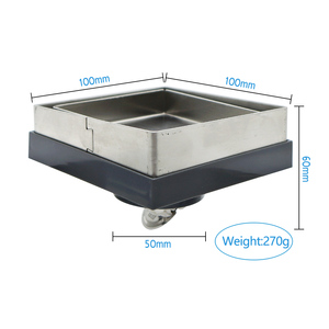 Ống thoát nước sàn hình vuông bằng thép không gỉ 4 inch, lắp đặt âm sàn, dành cho phòng tắm, kiểu gạch lát - Product Image 4
