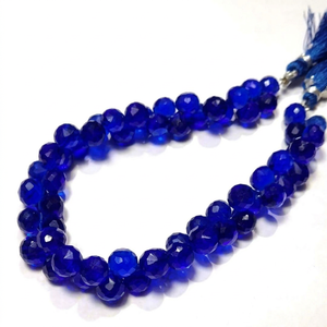 Collier de perles en cristal bleu facetté, style religieux, pierres bleues rondes polies, bijoux de la marque Rozrincrystals.com du Gujarat - Product Image 1