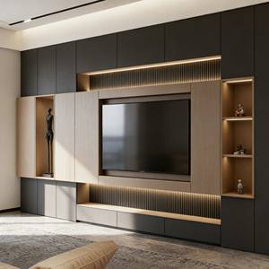 Mueble de TV Moderno Ajustable de Madera, Servicio OEM, Mueble de Salón, Soporte de TV Integrado, Mueble de Almacenamiento - Product Image 2