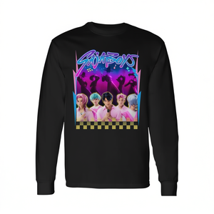 T-shirt a maniche lunghe Saja Boys con design grafico nero, abbigliamento unisex - Product Image 2