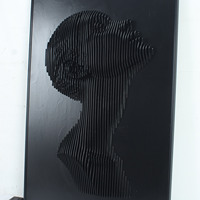 Décoration murale Art Déco moderne de luxe avec personnage sculpté en 3D, art mural abstrait noir de haute qualité, cadre suspendu en MDF, personnalisable