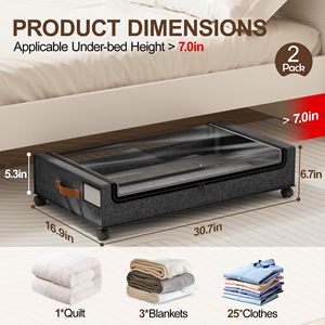 Rangement pliable sous le lit avec roulettes, organisateur de placard, conteneurs de rangement pour vêtements sous le lit en métal sur roulettes - Product Image 3