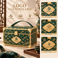 Boîte cadeau de luxe en cuir avec poignée, protège-coins métalliques, emballage rigide pour gâteaux de lune et vêtements, vente en gros OEM