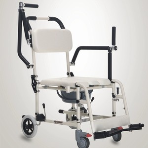 Chaise de bain avec siège de toilette, chaise mobile en alliage d'aluminium pour personnes âgées, pour la douche - Product Image 1