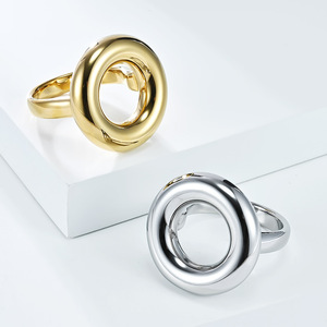 Geometric <b>Ring</b> Steel Gold Unisex Fashion Jewelry Gift Occasion Minimalist Exaggerated Round Design - Product Image 1