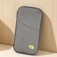 Dompet Organizer Paspor Kanvas, Penutup Pelindung Kartu, Tas Penyimpanan dengan Ritsleting, LOGO Custom, Tas Warna Emas