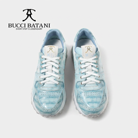 Chaussures de marche bleu clair à motif crocodile, baskets décontractées pour femmes