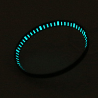Anillo de capítulo luminoso súper azul de acero inoxidable 316L H&T compatible con SKX007, negro y plateado