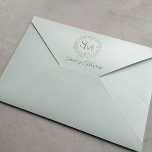 Carte de mariage en velours bleu ciel, design à double porte, monogramme personnalisé en feuille d'or, <span class=keywords><strong>invitation</strong></span> de mariage, enveloppe, Einladungskarten Hochzeit - Product Image 6