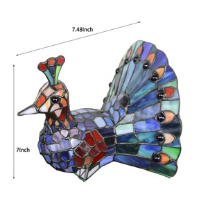 LongHuiJing Tiffany Handmade Peacock Table Lamp Style Table Lamp Multi-color Stained Glass Lampshade Home Decoration <b>Night</b> <b>Light</b> - Product Image 6