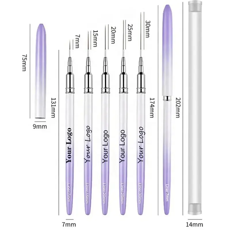 Pennello per unghie in Nylon pennelli per pittura pennello per pittura Gel UV strumento per Manicure 30/25/20/15/7mm pennelli per Nail Art Liner