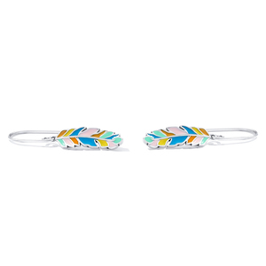 Usine en gros émail pendentif femmes boucles <span class=keywords><strong>d</strong></span>'oreilles 925 en <span class=keywords><strong>argent</strong></span> Sterling coloré <span class=keywords><strong>plume</strong></span> de paon pendentif boucles <span class=keywords><strong>d</strong></span>'oreilles pour les femmes - Product Image 3