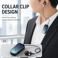 Auriculares con Clip para Cuello K65, 5.2 ENC, Cable Retráctil, Almacenamiento con un Solo Botón, Vibración de Llamadas Entrantes, Pantalla Digital, 140mAh, 200H
