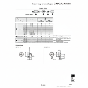 SMC Pneumatics Manómetro de presión Manual Variante Servicio de cumplimiento - Product Image 1