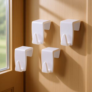 Juego de 4 ganchos para puertas y ventanas, ganchos de plástico blanco para montaje en pared para uso doméstico - Product Image 3