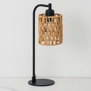 Lámparas de Escritorio Colgantes de Ratán Negro, Decorativas, con Interruptor Táctil USB, Control de Tres Colores, Lámpara de Mesa LED Moderna - Product Image 3